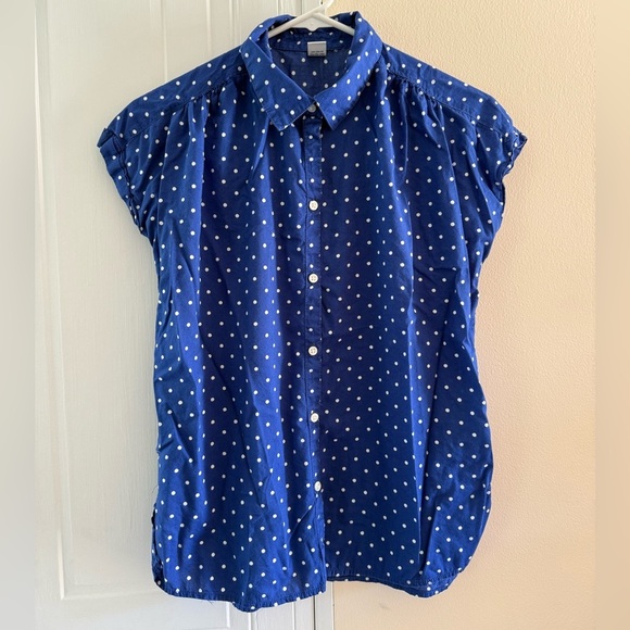 Old Navy Blue Polka Dot Button-Up Shirt Small Cotton Blend - Picture 1 of 6